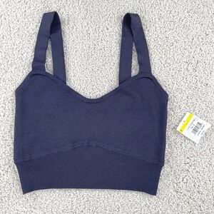 Intermix Navy‎ Blue Ribbed Knit Crop Top Size P